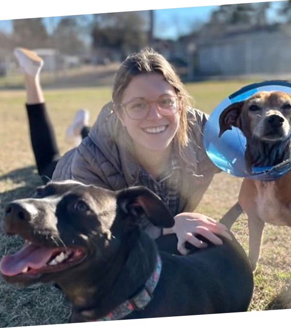 Mandy Null, LPC-A Therapist, with her two dogs